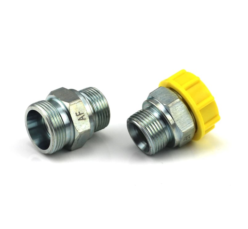 Adapter M22x1,5 recht tbv leegdrukker met gele dop